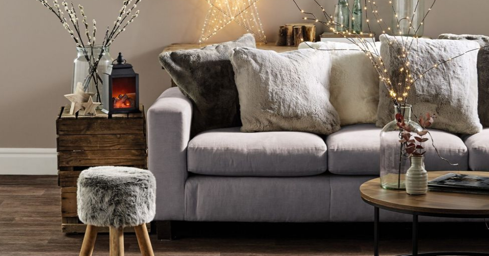 Faux fur footstool online aldi